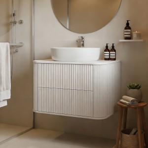 Szafka łazienkowa ryflowana z blatem PERA 80 cm kaszmir