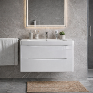 AUSTIN szafka podumywalkowa wisząca 100 cm biały połysk