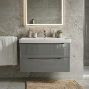 AUSTIN szafka podumywalkowa wisząca 100 cm szary połysk