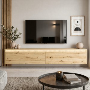 Szafka RTV LUMI II wisząca z oświetleniem LED Dąb artisan